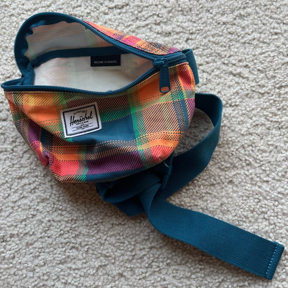 Herschel Supply Company Kids Plaid Belt Bag - Orange and Blue